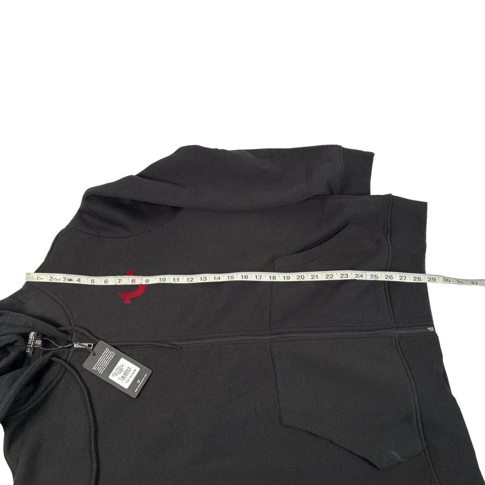 New Mens True Religion Solid World Tour Logo Zip Hoodie Size Large NWT Black